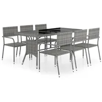 vidaXL Garten-Essgruppe Poly Rattan Anthrazit und Grau