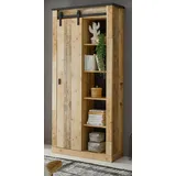 furn.design Aktenschrank Stove in Used Wood hell und anthrazit Büro Regalschrank 93 x 201 cm