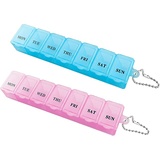 Cheeroyal 2 Stück Ladungsbox 7 Tage 1 mal am Tag Pille Dispenser Aufbewahrungsbox Tragbare Medikamente Aufbewahrungsbox Reisen Medikamentenbox (blue+pink)