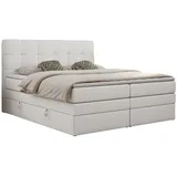 MKS Meble Boxspringbett Weiß, Textil, 2-Sitzer, H3, Rechteckig, 160x200 cm, Schlafzimmer, Betten, Boxspringbetten