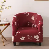 Bestenrose Sesselschoner Sesselüberwurf Sesselhusse Sesselbezug Elastisch Stretch Sofahusse Staubdicht Schutz Bedruckt Sesselbezüge Waschbar Sofa Couch für Cafe Stuhl Sessel (Saflor)