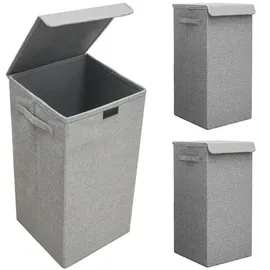 Dune Design 2er Set 50L Wäschekorb mit Deckel 30x30x60 - XXL Wäschesammler Wäschebox Faltbar