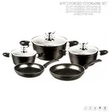 T24 Topf-Set 8-Teilig Kochgeschirr-Set Topfset Induktion Pfanne Kochtopfset Marmor, Aluminumguss (8tlg. Topf-Set, 6-tlg) schwarz