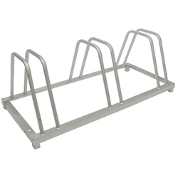 TRUTZHOLM Fahrradständer Fahrradständer für 3 oder 5 Fahrräder Aufstellständer Ständer für grau|silberfarben Grundfläche: ca. 88,5 x 40 cm
Höhe: ca. 33,5 cm