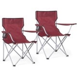 Mondeer Klappbarer Campingstuhl 2er Set, Angelstuhl mit Armlehnen und Getränkehalter und Tragetasche für Outdoor Camping Garten Strand Terrasse, Rot