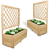 Holz4home 2er Set Pflanzkasten mit Rankgitter - Kiefer -