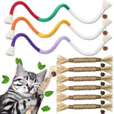 DEEMEIS Katzenminze Sticks, 6 Stück Katzenminze Sticks, 3 Stück Katzenminze Spielzeug Beißseil 70 cm Katzenspielzeug Beißseil, Katzen Sticks, Kausticks Interaktives Katzenspielzeug, Dental Kau