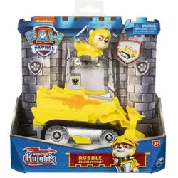 SPIN MASTER 41460 PAW Patrol, Rescue Knights Basis Fahrzeug Spielzeugauto von Rubble mit Welpenfigur