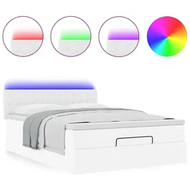 vidaXL Ottoman-Bett mit Matratzen & LEDs Reinweiß 200x200cm Kunstleder