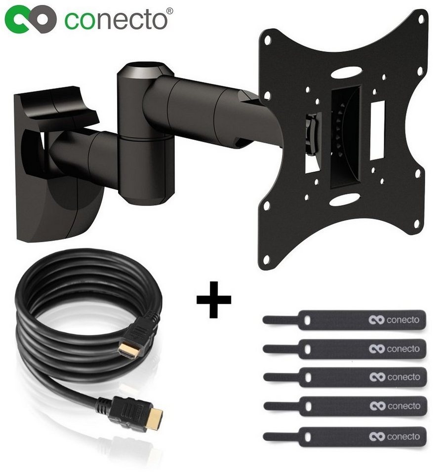 conecto TV Wandhalter für LCD LED Fernseher & Monitor TV-Wandhalterung, (bis 42 Zoll, schwenkbar, neigbar, ausziehbar) schwarz