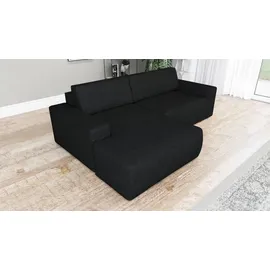 A&J MöbelLand Eckcouch mit Schlaffunktion 2-Sitzer Schwarz