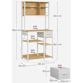 VASAGLE Küchenregal 80 x 40 x 180,4 cm Gold