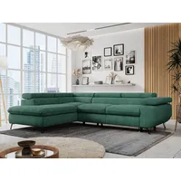 MKS Meble Ecksofa Sofa Grün, Wohnlandschaft L-Form mit Schlaffunktion und Bettkasten, Schlafsofa mit Bettkasten, Sofa mit Einstellbare Kopfstützen, Peter L... - Grün