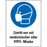 Aufkleber für Warnaufsteller Zutritt nur mit medizinischer/FFP-Maske, Folie, 300x400mm