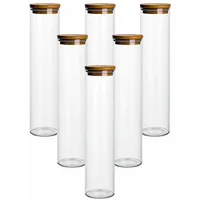 Gouveo 6er Set Vorratsdose 750 ml rund aus Borosilikatglas