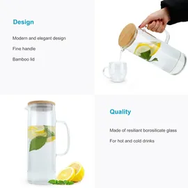 Intirilife Karaffe mit Bambusdeckel in KLAR – Gr.: onesize