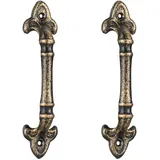 Relaxdays Möbelgriffe Vintage, 2 Stück, Türgriffe antik für Schränke, Schubladen, Schiebetüren, Gusseisen, 20 cm, Bronze