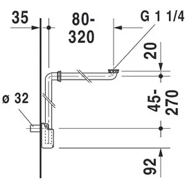 Duravit Raumsparsiphon 1 1/4" Kunststoff weiß