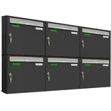 AL Briefkastensysteme 6 Fach DIN A4 wetterfest Artikelnummer: 431P6EA3P7016/9006