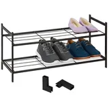 relaxdays Schuhregal Metall Schuhregal stapelbar, Schwarz schwarz