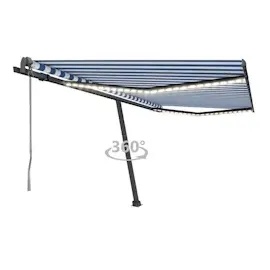 vidaXL LED Automatische Markise 400 x 300 cm blau/weiß inkl. Windsensor 3069751
