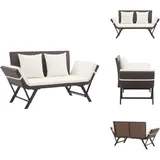Gartenbank Mit Auflagen 176 Cm Braun Poly Rattan - Outdoor Möbel - Gartenbank - Lounge Chair - Relaxsessel - Sonnenschirm