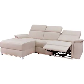 PLACES OF STYLE »Pareli, L-Form, 259cm,m. Recamiere, Echtleder, Kunstleder, Webstoff«, man. o. elektr. Relaxfunktion, USB/Kopfteilverstellg u. LED