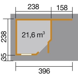 Weka Fides 2 3,90 x 2,40 m natur mit Anbau