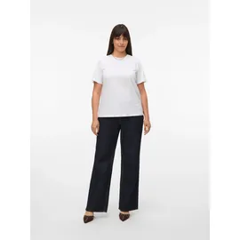 Vero Moda Curve Kurzarmshirt VERO MODA CURVE "VMPAULINA SS T-SHIRT GA JRS NOOS CUR", Damen, Gr. M, weiß (hellweiß), Jersey, Obermaterial: 100% Baumwolle, unifarben, normal, Rundhals, Shirts, Baumwolle, regular fit