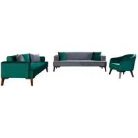 JVmoebel Sofa Moderne Grün-Graue Sofagarnitur 3+3+1 Sitzer Set Luxus Couchen, Made in Europa grün