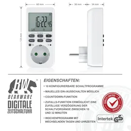 Bearware Zeitschaltuhr programmierbar mit LCD Display Steckdosen Timer / max 3680W