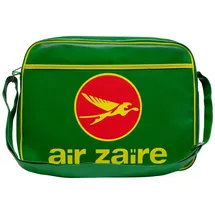 LOGOSHIRT Schultertasche "Air Zaire", Damen, Gr. B/H/T: 40cm x 30cm x 40cm, grün (grün, gelb), Lederimitat, bedruckt, mehrfarbig, Taschen Schultertasche, mit Air Zaire-Frontdruck