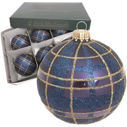 Krebs Glas Lauscha Kugeln Scottish Christmas, Blau Glanz, 8cm