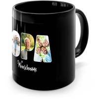 PhotoFancy® - Fototasse 'OPA' - Personalisierte Tasse mit eigenem Foto und Text selbst gestalten - Schwarz glänzend