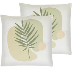 Dekokissen 2er Set MICROSORUM 45 x 45 cm Hellgrün Pflanzenmuster