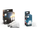 Philips Hue White Ambiance E27 LED Leuchten 2-er Pack, 2x1100 & Tap Dial Switch Drehschalter, weiß, personalisierbar via Hue App, Zubehör