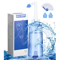 Nasendusche Set, 30 Salzbeutel - 500ml - BPA-frei - Nasenspülung, Zur Nasenspülung mit zwei austauschbaren Aufsätzen auch, eine effektive Reinigung der Nase bei Erkältungen und Allergien