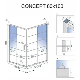 REA Concept Duschkabine mit Schiebetür 100 x 190 cm REA-K6389