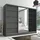 mebloland Schwebetürenschrank, 3-türig Schrank 200 cm mit Spiegel AURELIA 2 (Graphit | Graphit | Schwarz) - Grau/Schwarz