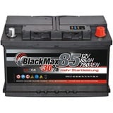 Autobatterie 12V 85Ah BlackMax + 30% Edition Starterbatterie ersetzt 74Ah 75Ah 77Ah 80Ah, kompatible mit PKW