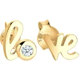 Elli DIAMONDS Ohrringe 585 Gelbgold Love-Schriftzug in Weiß | Gr.: onesize