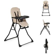 Cangaroo Kinderhochstuhl Waffel, Fußstütze verstellbar, zusammenklappbar, Gurt beige