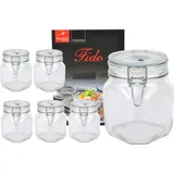 Bormioli Rocco 6er Set Einmachglas Bügelverschluss Original Fido 0,75L incl. Bormioli Rezeptheft