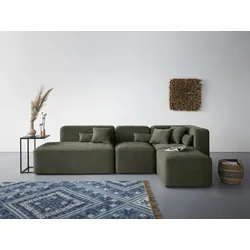Ecksofa ANDAS "Sundstrup L-Form", grün, B:303cm H:76,5cm T:93cm, 100% Polyester, Sofas, Modulserie, individuelle Zusammenstellung