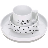 Lässig Kindergeschirrset Teller Schüssel Tasse mit Silikonring rutschfest Kindergeschirr/ Little Chums Cat