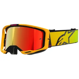 Alpinestars Vision 8 Corp, Crossbrille verspiegelt - Gelb/Pink/Schwarz Rot-Verspiegelt