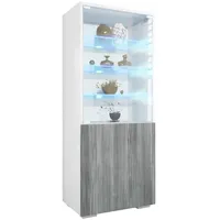 Vladon Vitrine, Anthrazit, 50x122.5x34.5 cm, Wohnzimmer, Wohnwände, Vitrinenschränke