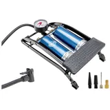 Alca Hochleistungs-Fußpumpe mit Manometer, 7 bar, Doppel-Zylinder, blau/schwarz