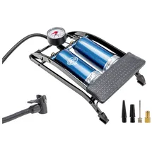 Alca Hochleistungs-Fußpumpe mit Manometer, 7 bar, Doppel-Zylinder, blau/schwarz