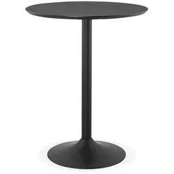 Kadima Design Schwarzer Stehtisch, Rund Ø 90 cm, Höhe 110 cm, Holz & Metall, Bodenschutz